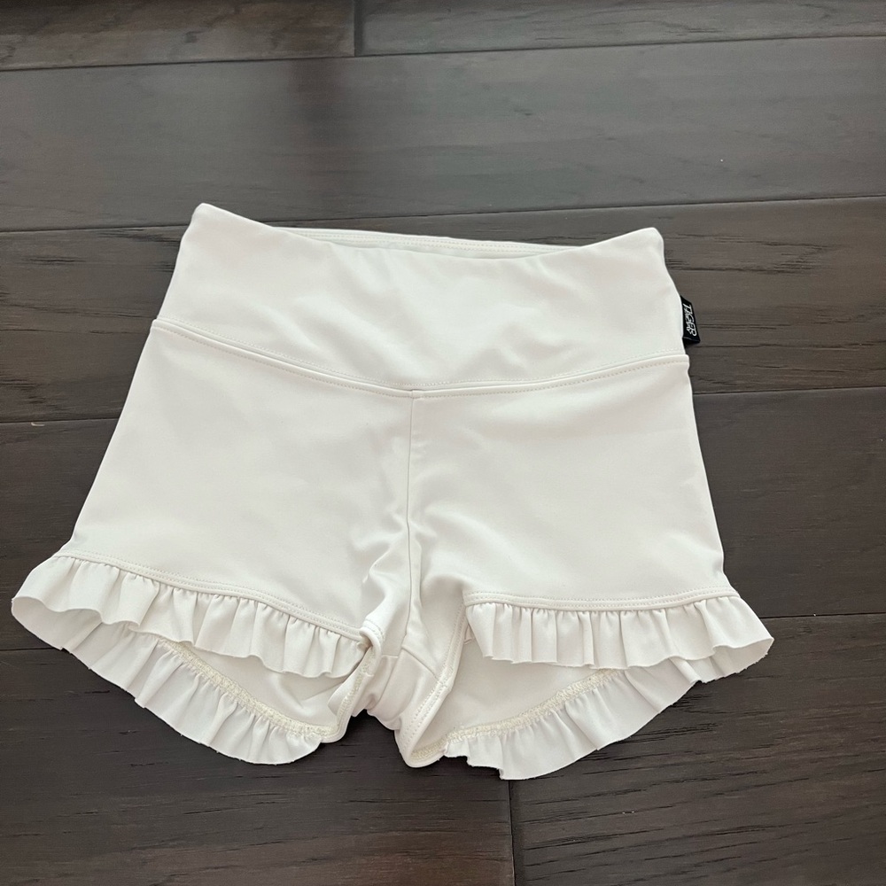 Elegant High Waist White Ruffle Shorts